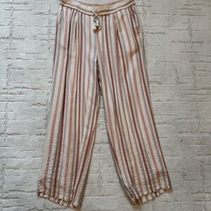 PAIGE Cream Pants with Dusty Rose & Taupe Stripes